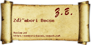 Zámbori Becse névjegykártya